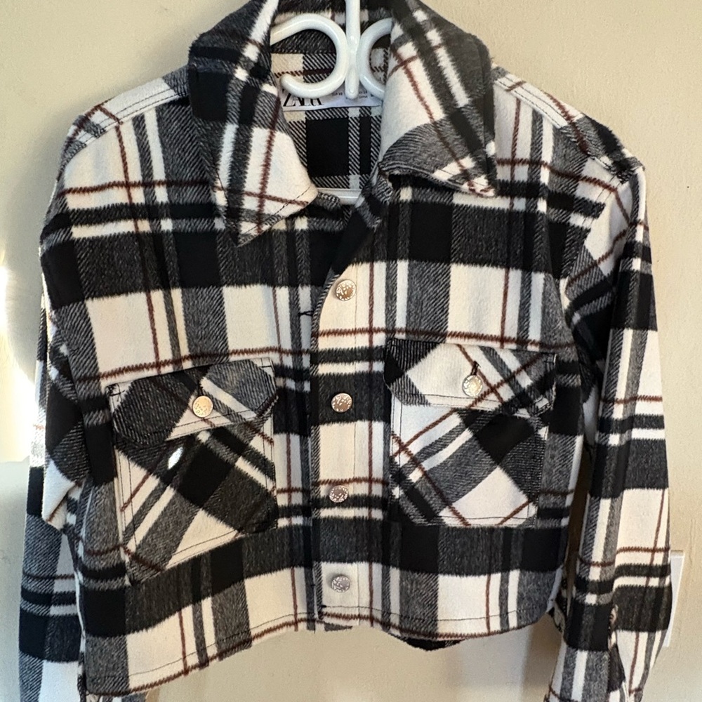 Zara Plaid jacket in Black, White, and Brown